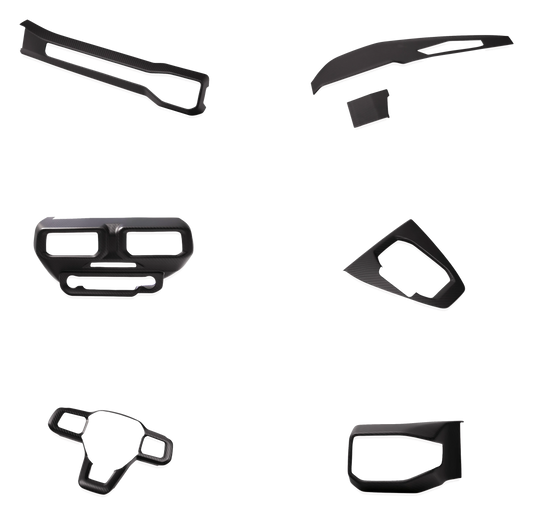 Recon dry carbon fiber interior trim kit for Ford Mustang S650, transparent background